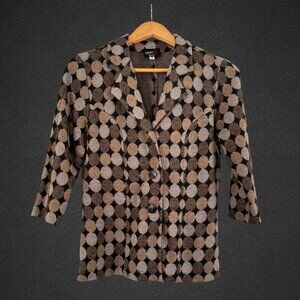 Andria Lieu Faux Cashmere Button Down Fall Winter iKat Dots Jacket Blazer